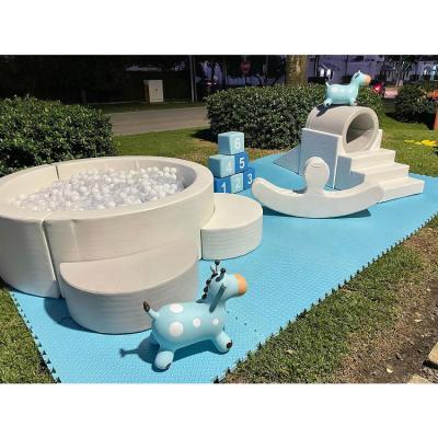 China Gray Wooden Soft Play Set Kids Soft Play Set Portable Playground for sale