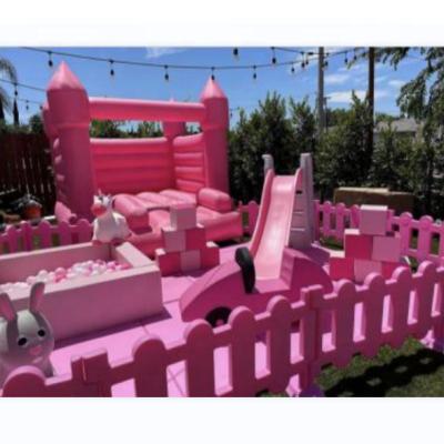 China 1-3 Playground Mobile Playground Kids Soft Pink Soft Playground For Party Rental for sale