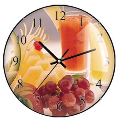 China Home Decorative Hot Selling Table Creative Kitchen Gift Plastic And Glass Fruit Wall Clock for sale