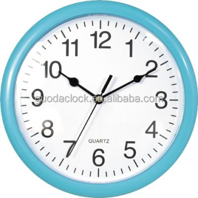 China Cartoon gift promotion hot sale simple design round plastic colorful wall clock for sale