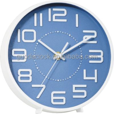 China Modern home decorative hot sale gift cheap 8 inch round table plastic clock simple design for sale