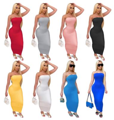 China Anti-pilling wholesale latest off the shoulder woman dress tube bodycon dress top casual dress for sale