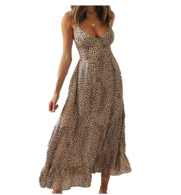 China Anti-pilling summer sling sleeve women dresses clothes leopard print backless dresses 2022 for sale