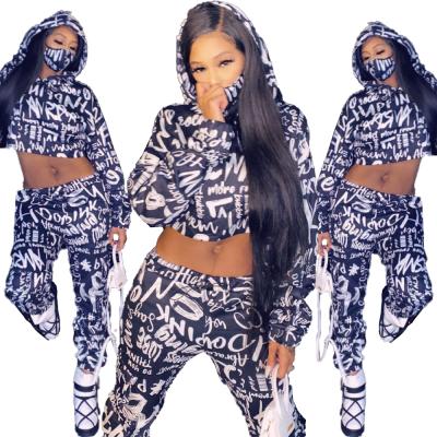 China Hot Sale Anti-pilling New Fashion Women Dark Blue Casual Long Sleeve Loose Pants Two Piece Set for sale