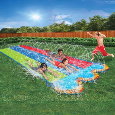 China Inflatable Water Slide Backyard 3 Lane Premium Splash Water Slides Fun Inflatable Slide Slides Sprinklers Toys for sale