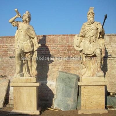 China Natural Stone Western Ancient Roman Warrior Marble Statue for sale