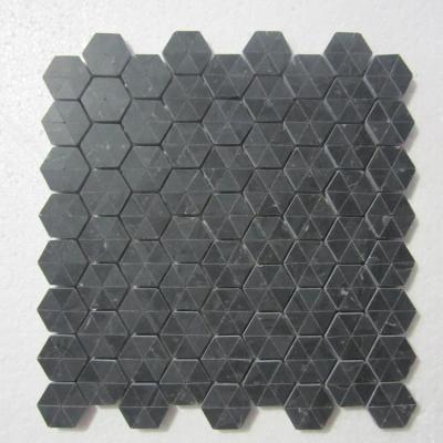 China Hot Sales Natural Small Hexagon Black Parquet Marble Mosaics Slab for sale