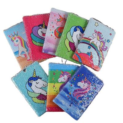 China Customized Color Printed Unicorn Notebook Cute A5 Sequin Diary Anime Style Notebook for sale