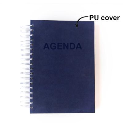 China Custom Hardcover 2022 PU Cover Planner Spiral Notebook with Metal Corner for sale