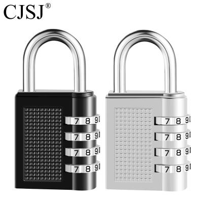 China Zinc Alloy 4 Digits Travel Luggage Combination Padlock Gym Locker Cabinet Code Padlock School Code Black Silver Zinc Original Zinc Place for sale