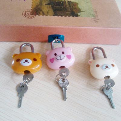 China Brass+ABS Cover Ch-bear Cut Bear Shaped Lock With Key Cute Padlock for sale