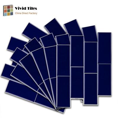 China Just Peel and Stick 3D Underground Classic Blue Peel and Stick Backsplash PVC Tile Sticker for sale