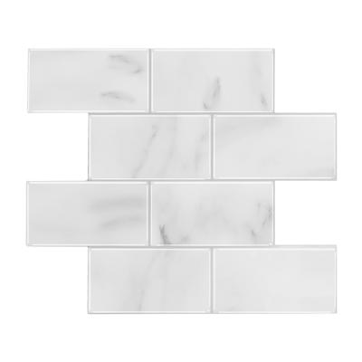 China New Arrival Self Adhesive Peel And Stick On Thicker Rise Subway White Marble Tile Backsplash For Kitchen Bathroom for sale