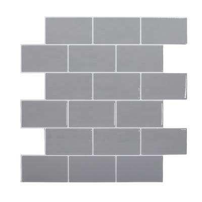 China Waterproof Home Art Wall Tiles 3D Effect Mosaics Sticker 12*12 Inch Gray Brick Wall Tiles Waterproof For Bathroom Kitchen for sale