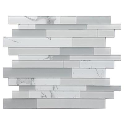 China 3D Crystal Glass Wall Tile Gray Strong Adhesive Backed Peel & Stick Parquet Mosaic Quick Decoration for sale