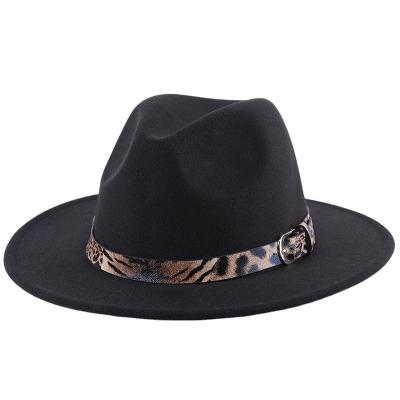 China Autumn/winter European and American warm ladies' style wool top hat British vintage flat-brimmed jazz hat Panama hat men's felt hat for sale