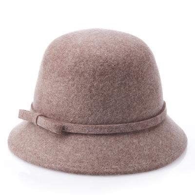 China New Fashion Brim Cowl Fashion Woman Felt Hat Bowknot Middle-aged Short Top Hat Outdoor Basin Hat for sale