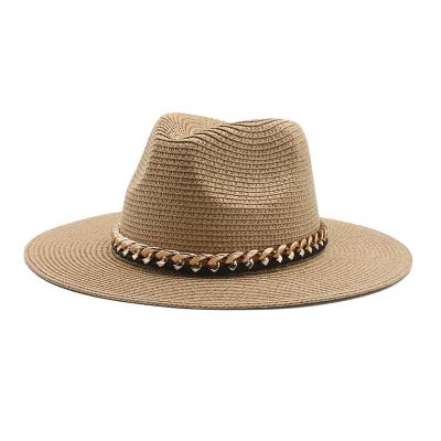 China Adjustable Character Straw Panama Hat Parasol Sunshade Straw Hat Paper Chain Simple Hat Adjustable Character Top Metal Top Straw Hat for sale