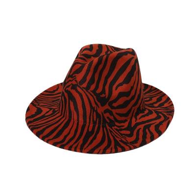 China 2021 new British fashion tweed top hat ripple image water felt hat jazz hat for men and women for sale