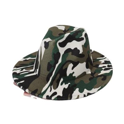 China 2021 new image camouflage top hat fashion tweed jazz hat British felt hats for men and women for sale