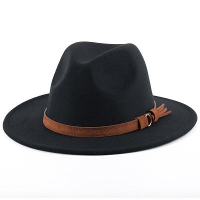 China 2021 Image Men's And Women's Vintage Jazz Fedora Autumn /winter Fedora Hats British Flat Brimmed Top Hat Fedora Hats for sale