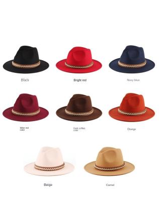 China Image Fedora Hats Wholesale New Wide Overflow Panama Vintage Men Unisex Custom Made Manufacturers Felt Ribbon Simple Image Character Women for sale