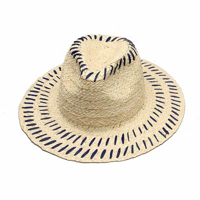 China Image spring and summer sunshade large brim Lafite embroidered beautiful flat surface top cap for sale