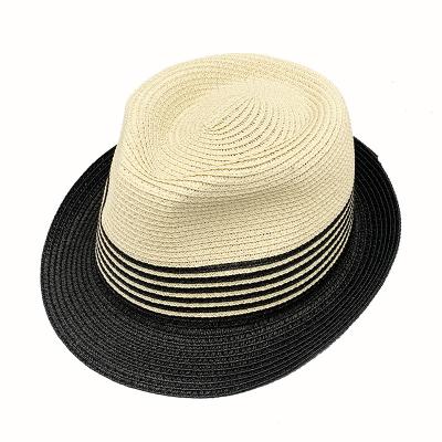 China 2021New Image Parent-child Brim Sunshade Summer Straw Hat Billycock Beach Border Adjustable Short Hat Amazon for sale