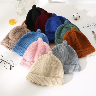 China COMMON knit hat, knitted for men and women, solid color warm winter bean hat knit hat for sale