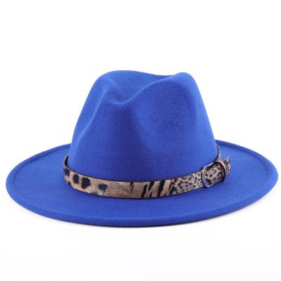 China Picture fashion autumn and winter top hat Fedora hats jazz hat men's and women's woolen flat felt hat new with wide brim for sale