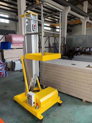 China Mast Type Hydraulic Aerial Work Platform Mobile Boom Lift Yellow Easy Move for sale