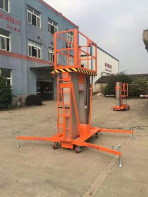 China 8m Double Mast Mobile Hydraulic Work Platform Lift Extensible Boom Platforms Orange for sale