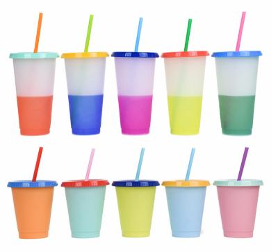 China Viable Confetti Cups Reusable Cool Big Color Changing Tumblers With Lids 5-Pack 24oz Customizable Straws DIY Gifts for sale