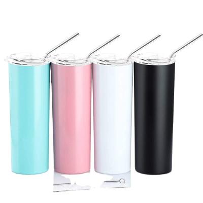 China Wholesale 20 oz Sublimation Stainless Steel Skinny Tumbler White Straight Viable For Gift for sale