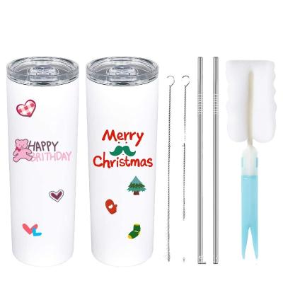 China Viable Personalized Custom Sublimation 20 Oz Stainless Steel Blanks Cup Lean Tumbler With Straw for sale