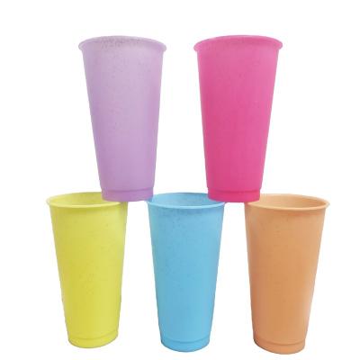 China 2022 New Style Unbreakable Summer Coffee Mug Plastic Drinking Cold Wall Straw Lid Matte Double Cup for sale