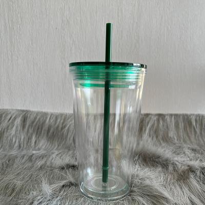 China Promotion 2022 Unbreakable Colorful Plastic Drinkware With Lean Tumbler Straw And Lid 16oz Acrylic Water Bottle Mugs for sale