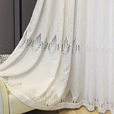 China Semi-transparent bedroom white minimalist simple balcony wire curtain living room cavity pattern sheet thermal insulation sunscreen curtain for sale