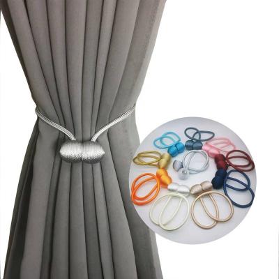 China Minimalist Home Hook Holder Tie Backs Polyester Curtain Silk Magnetic Buckle Multi Color Ball Shape Magnetic Curtain Tiebacks Wholesale for sale