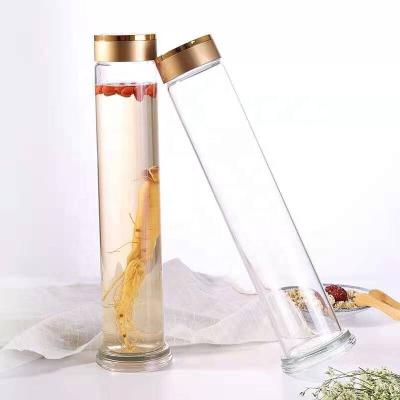 China Ginseng Cordyceps High Borosilicate Cordyceps Bubble Wine Bottle Jar Body Bottle Wine Barrel Wine Glass Slim Sealed Container for sale