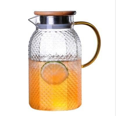 China Viable creative drape simple glass kettle teapot milk pot tea set home ministry use heat-resistant glass jug thicken transparent custom for sale