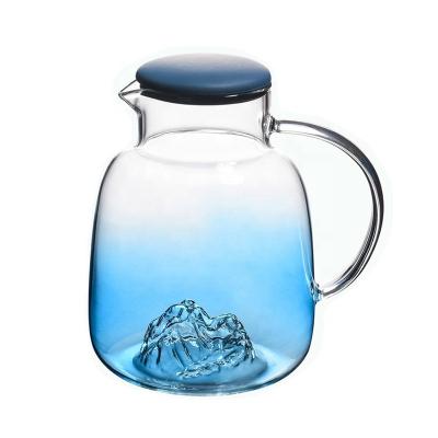 China Creative Large Capacity Pot Mountain-Viewing Juice Teapot Heat-Resistant Thickened Transparent Viable Hot Single Glass Cold Kettle for sale