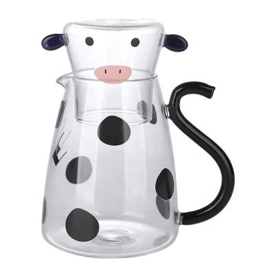 China 2022 Creative Hot Selling Minimalist Kettle Creative Cold Glass Set Flower Cute Teapot Microwave Cup 550Ml Pot Cartoon One Fast Delivery for sale