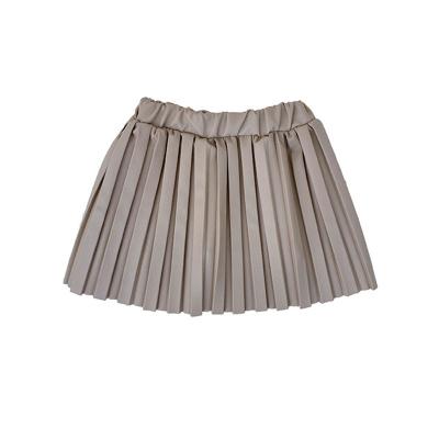 China Wholesale Winter PU Fashion Girls Boutique Leather Clothes Breathable Elastic Waist Flared Babies Pleated Skirts for sale