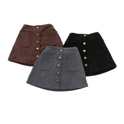 China RTS Breathable Simple Color Corduroy Girls New School Clothes Kids Casual Mini Skirts for sale