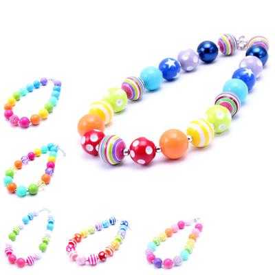 China Fashion Friendly Colorful Infant Babies RTS Chunky Beaded Rhinestone Necklace for sale