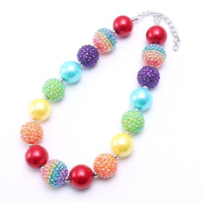 China Children Friendly Hot Colorful Chunky Jewelry Beads Rainbow Summer Sale Amazon Girls Charm Necklace for sale