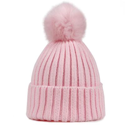 China Winter Knitted Newborn Infant Beanie Hat With Fur Pom Pom For Cute Boys Girl Baby Kids Daily Life Accessories for sale