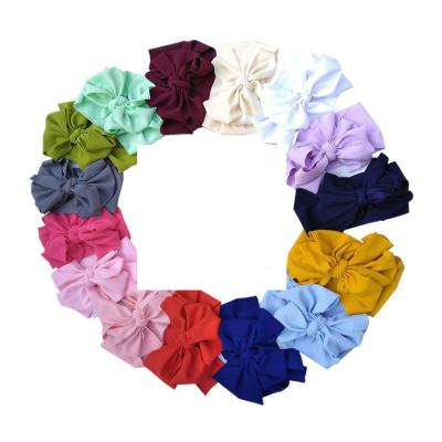 China Wholesale DIY Waffle Soft Wide Cloth Headband Big Knot Kids Hair Accessories For Girls for sale