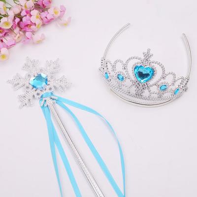 China Wholesale Cute Sweet Candy Color Snowflake Novelty Babies Crown Magic Wand Props Headband for sale